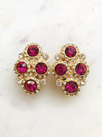 Turn up the retro glam with our Vintage Fuchsia Pink Crystal Clip-on Earrings! These dazzling darlings are your ticket to instant pizzazz and a splash of playful pink. Clip 'em on and let your ears do the talking – because life's too short for boring jewelry! 💖✨  Vintage Crystal  Gold Plated  Clip on Earrings  43mm x 26mm