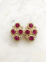 Turn up the retro glam with our Vintage Fuchsia Pink Crystal Clip-on Earrings! These dazzling darlings are your ticket to instant pizzazz and a splash of playful pink. Clip 'em on and let your ears do the talking – because life's too short for boring jewelry! 💖✨  Vintage Crystal  Gold Plated  Clip on Earrings  43mm x 26mm