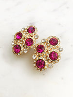 Turn up the retro glam with our Vintage Fuchsia Pink Crystal Clip-on Earrings! These dazzling darlings are your ticket to instant pizzazz and a splash of playful pink. Clip 'em on and let your ears do the talking – because life's too short for boring jewelry! 💖✨  Vintage Crystal  Gold Plated  Clip on Earrings  43mm x 26mm