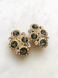 Harper Vintage Silver Shadow Crystal Clip on Earrings