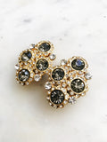 Harper Vintage Silver Shadow Crystal Clip on Earrings