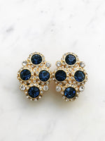 Harper Vintage Sapphire Blue Crystal Clip on Earrings