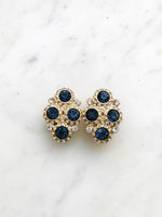 Harper Vintage Sapphire Blue Crystal Clip on Earrings