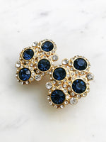 Harper Vintage Sapphire Blue Crystal Clip on Earrings