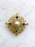 Vintage Crystal, Pearl & Enamel Brooch