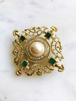 Vintage Crystal, Pearl & Enamel Brooch