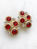 Harper Vintage Ruby Red Crystal Clip on Earrings