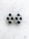 Harper Vintage Sapphire Blue Crystal Clip on Earrings