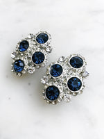 Harper Vintage Sapphire Blue Crystal Clip on Earrings