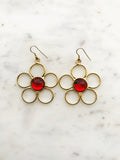 Flower Power Red Earrings