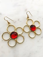 Flower Power Red Earrings