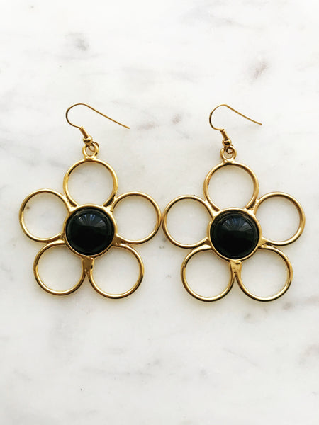 Flower Power Black Earrings