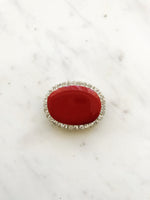 Enamel Red Crystal Brooch