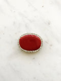 Enamel Red Crystal Brooch