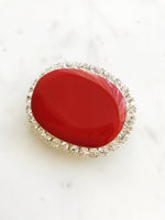 Enamel Red Crystal Brooch