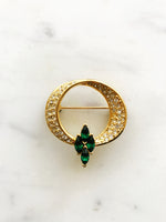 Vintage Green Crystal Brooch