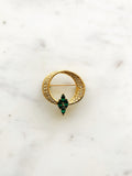 Vintage Green Crystal Brooch