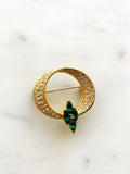 Vintage Green Crystal Brooch