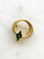 Vintage Green Crystal Brooch