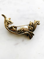 Vintage Florentine Pearl Brooch