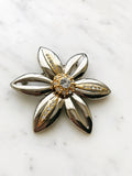 Vintage Crystal Flower Brooch