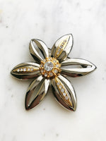 Vintage Crystal Flower Brooch