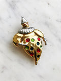 Vintage Enamel Clown Brooch