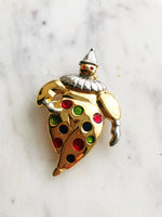 Vintage Enamel Clown Brooch