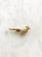 Vintage Pheasant Crystal Brooch