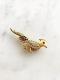 Vintage Pheasant Crystal Brooch