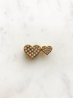 Vintage Love Heart Crystal Brooch