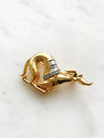 Vintage Crystal Greyhound Brooch