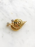 Vintage Snail Crystal Brooch