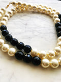 Vintage Beaded Pearl & Crystal Flapper Necklace