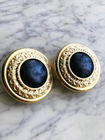 Kate Large Vintage Grey Blue Resin Earrings