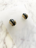 Vintage Crystal & Black Enamel Earrings