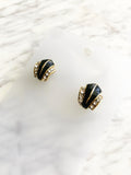 Vintage Crystal & Black Enamel Earrings