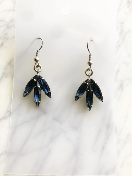 Vintage Blue Navette Crystal Earrings
