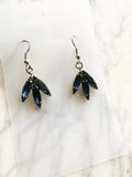 Vintage Blue Navette Crystal Earrings