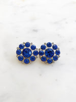 Hailey Vintage Electric Blue Crystal Clip on Earrings