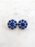 Hailey Vintage Electric Blue Crystal Clip on Earrings