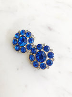 Hailey Vintage Electric Blue Crystal Clip on Earrings