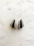 Vintage Art Deco Crystal and Black Enamel Earrings