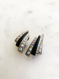 Vintage Art Deco Crystal and Black Enamel Earrings