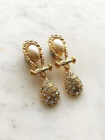 Vintage Pearl & Crystal Earrings