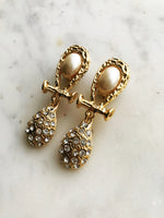 Vintage Pearl & Crystal Earrings