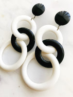 Retro Black and White Vintage Earrings