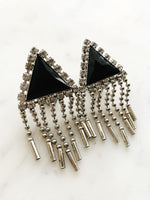 Vintage Retro Betty Silver Crystal Clip on Earrings