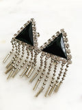 Vintage Retro Betty Silver Crystal Clip on Earrings