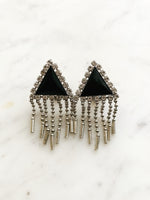 Vintage Retro Betty Silver Crystal Clip on Earrings